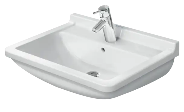 Starck 3 Wall Mounted Sink  23 5/8 " x 17 3/4 ", with Overflow, 1 x Faucet hole, White High Gloss