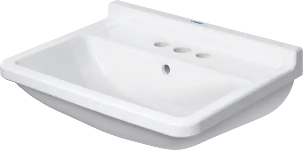 Starck 3 Wall Mounted Sink  25 5/8 " x 19 1/8 ", with Overflow, 3 x Faucet hole, White High Gloss