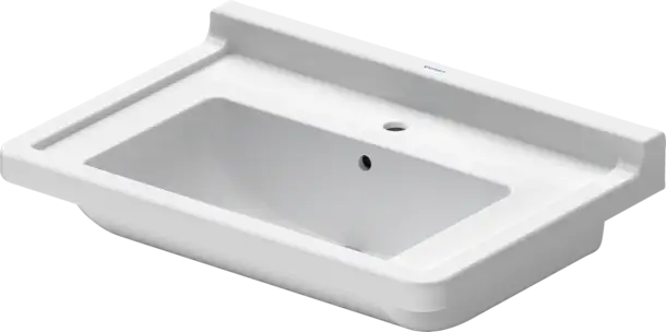 Starck 3 Wall Mounted Sink  27 1/2 " x 19 1/4 ", with Overflow, 3 x Faucet hole, White High Gloss