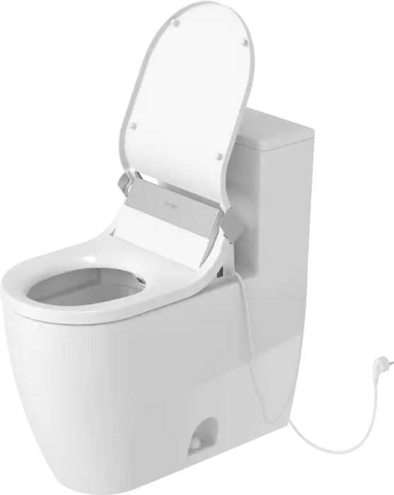 Duravit-ME by Starck One Piece Toilet Rimless Elongated  0.92/1.32 GPF, Trip lever placement: Top center, White High Gloss