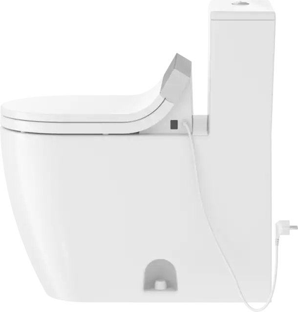 Duravit-ME by Starck One Piece Toilet Rimless Elongated  0.92/1.32 GPF, Trip lever placement: Top center, White High Gloss
