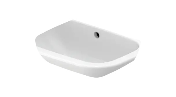 D-Code Wall Mounted Sink  21 5/8 " x 16 7/8 ", with Overflow, 1 x Faucet hole, White High Gloss