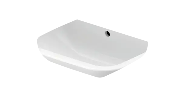 D-Code Wall Mounted Sink  25 x 19 5/8 ", with Overflow, 3 x Faucet hole, White High Gloss