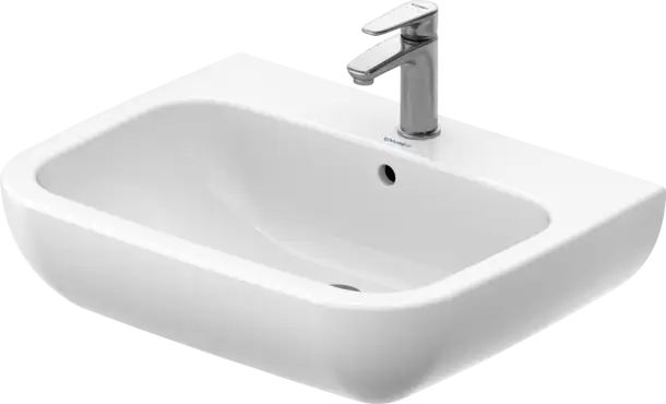 D-Code Wall Mounted Sink  25 x 19 5/8 ", with Overflow, 1 x Faucet hole, White High Gloss