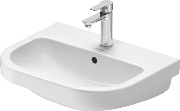 D-Code Wall Mounted Sink  21 5/8 " x 16 7/8 ", with Overflow, 3 x Faucet hole, White High Gloss