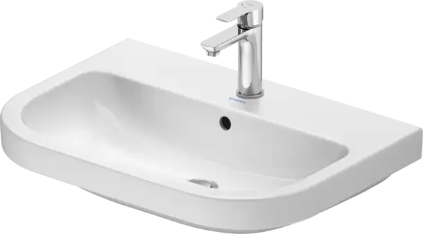 D-Code Wall Mounted Sink  25 5/8 " x 18 1/8 ", with Overflow, 3 x Faucet hole, White High Gloss