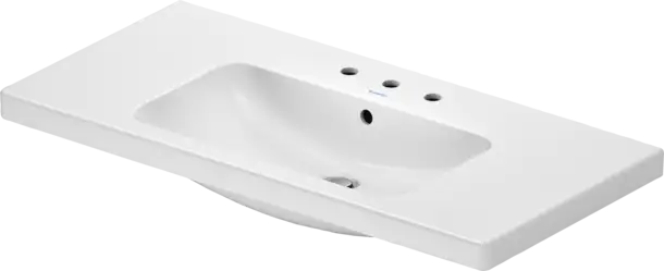 D-Code Wall Mounted Sink  39 3/8 " x 18 7/8 ", with Overflow, 3 x Faucet hole, White High Gloss