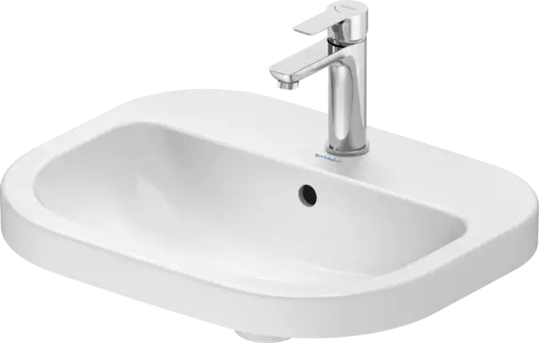 D-Code Vessel Sink  21 5/8 " x 17 3/8 ", with Overflow, 3 x Faucet hole, White High Gloss