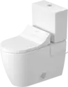 Duravit-ME by Starck Two Piece Toilet, Elongated  0.92/1.32 GPF, with Slow Close, Trip lever placement: Top, White High Gloss