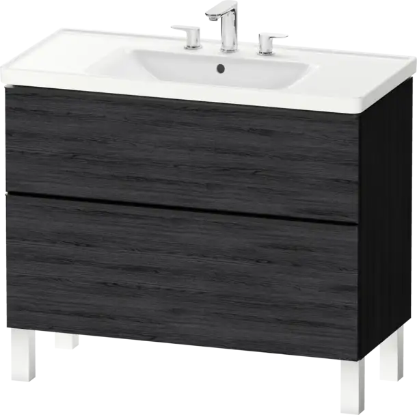 D-Neo Vanity cabinet with sink  Number of drawers: 2, with Overflow, White Matte