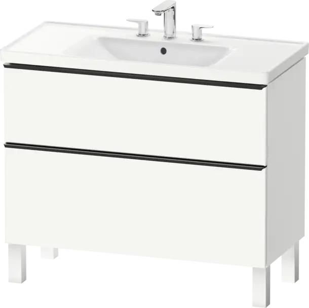 D-Neo Vanity cabinet with sink  Number of drawers: 2, with Overflow, White Matte