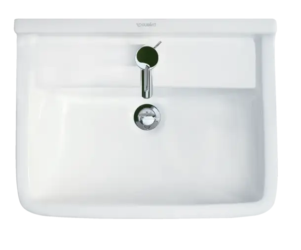 Starck 3 Wall Mounted Sink  21 5/8 " x 16 7/8 ", with Overflow, 1 x Faucet hole, White High Gloss