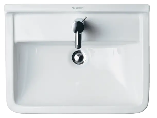 Starck 3 Wall Mounted Sink  21 5/8 " x 16 7/8 ", with Overflow, 1 x Faucet hole, White High Gloss